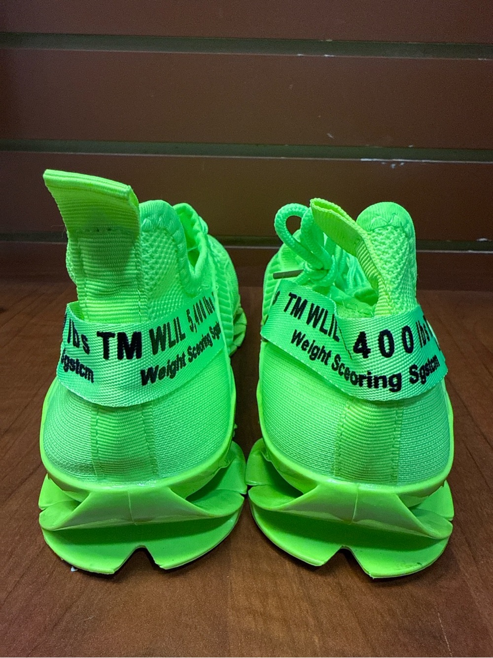 Neon Green Knit Chunky Athletic Sneakers Size 45 - Picture 6 of 8